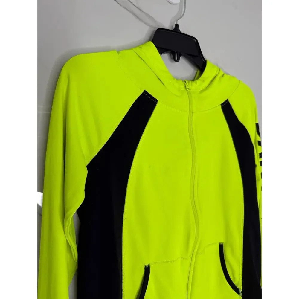 JUSTICE Active Full Zip Up Green Activewear Hooded Jacket Youth Dance Sz 12/14